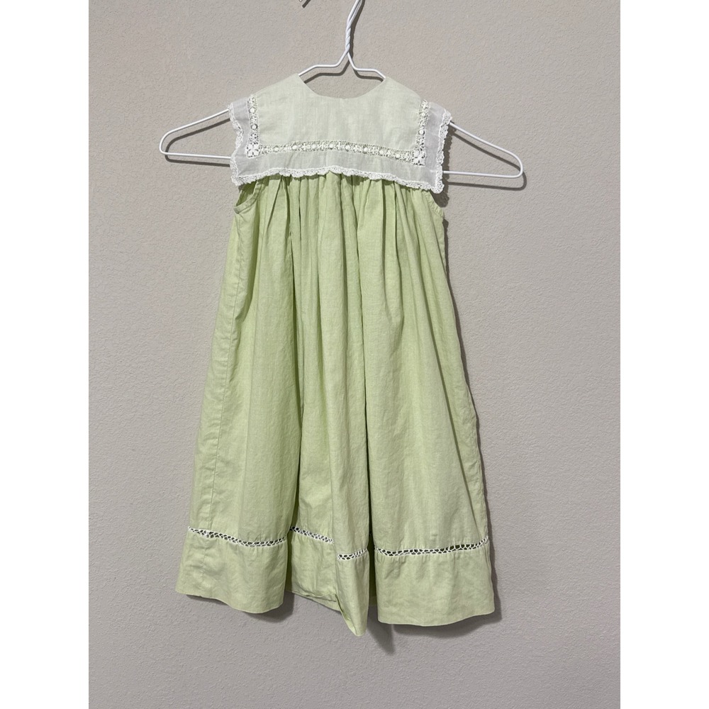Peaches 'n Cream Toddler Girls 2T Green Square Collared‎ Dress Prairie Preppy